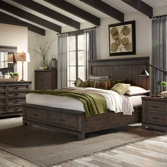 Thornwood Hills Queen Two Sided Storage Bed, Dresser & Mirror, Night Stand Bedroom Set