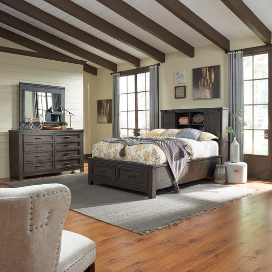Thornwood Hills Queen Bookcase Bed, Dresser & Mirror Bedroom Set