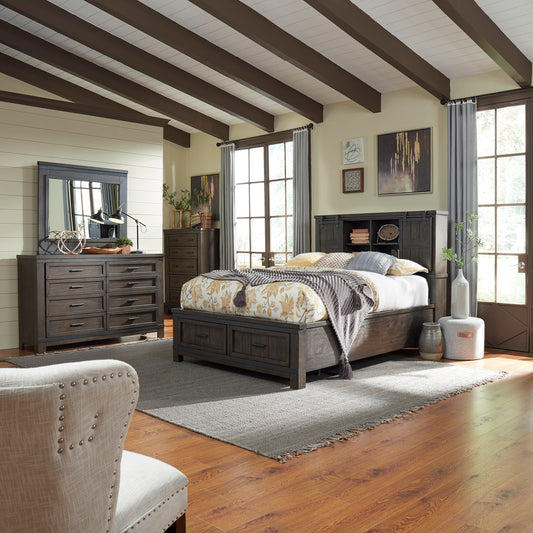 Thornwood Hills Queen Bookcase Bed, Dresser & Mirror, Chest Bedroom Set