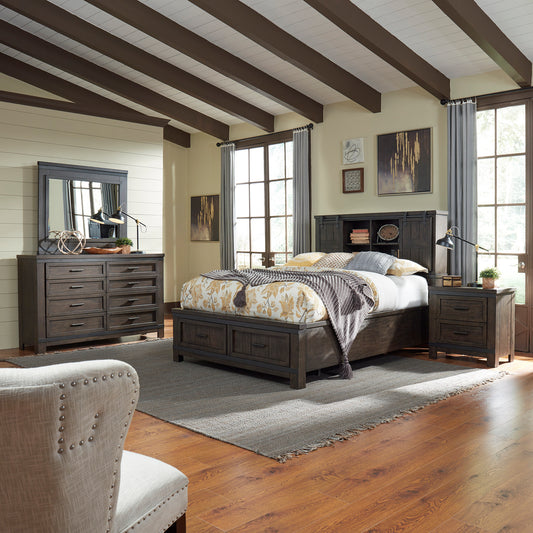 Thornwood Hills Queen Bookcase Bed, Dresser & Mirror, Night Stand Bedroom Set