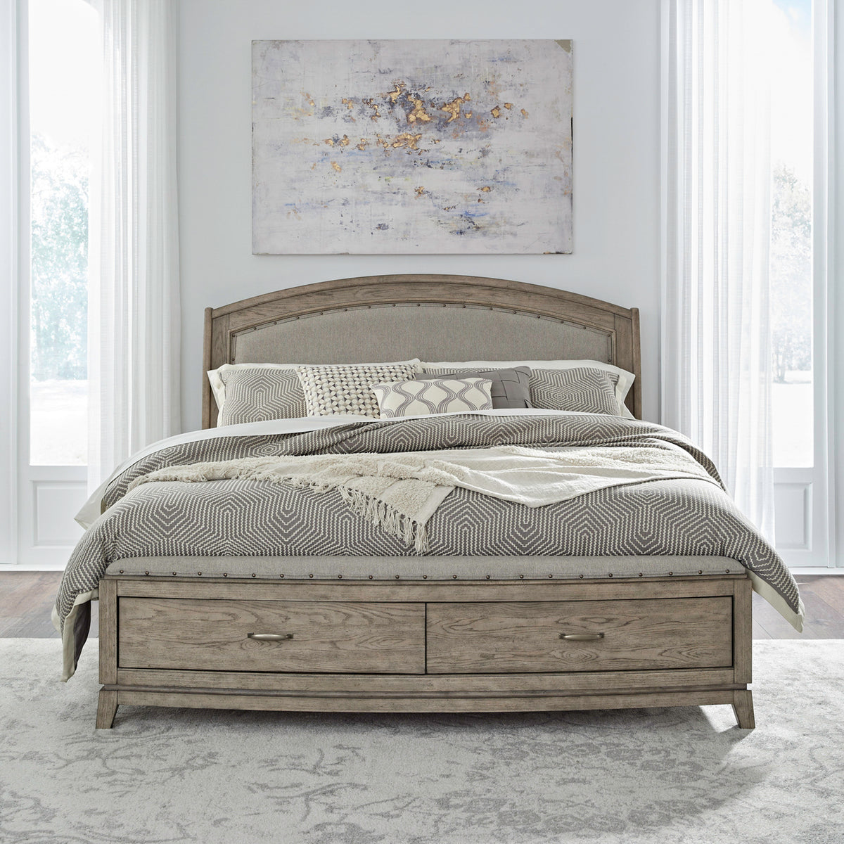 Avalon Queen Uph Storage Bed, 2 Night Stands
