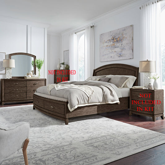 Avalon Queen Panel Storage Bed, Dresser & Mirror