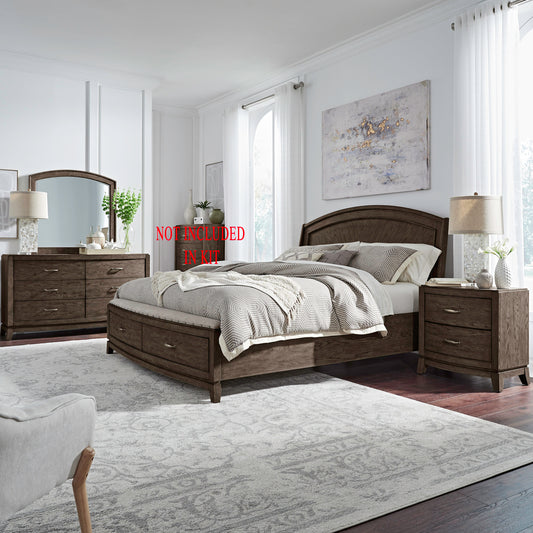 Avalon Queen Panel Storage Bed, Dresser & Mirror, Night Stand