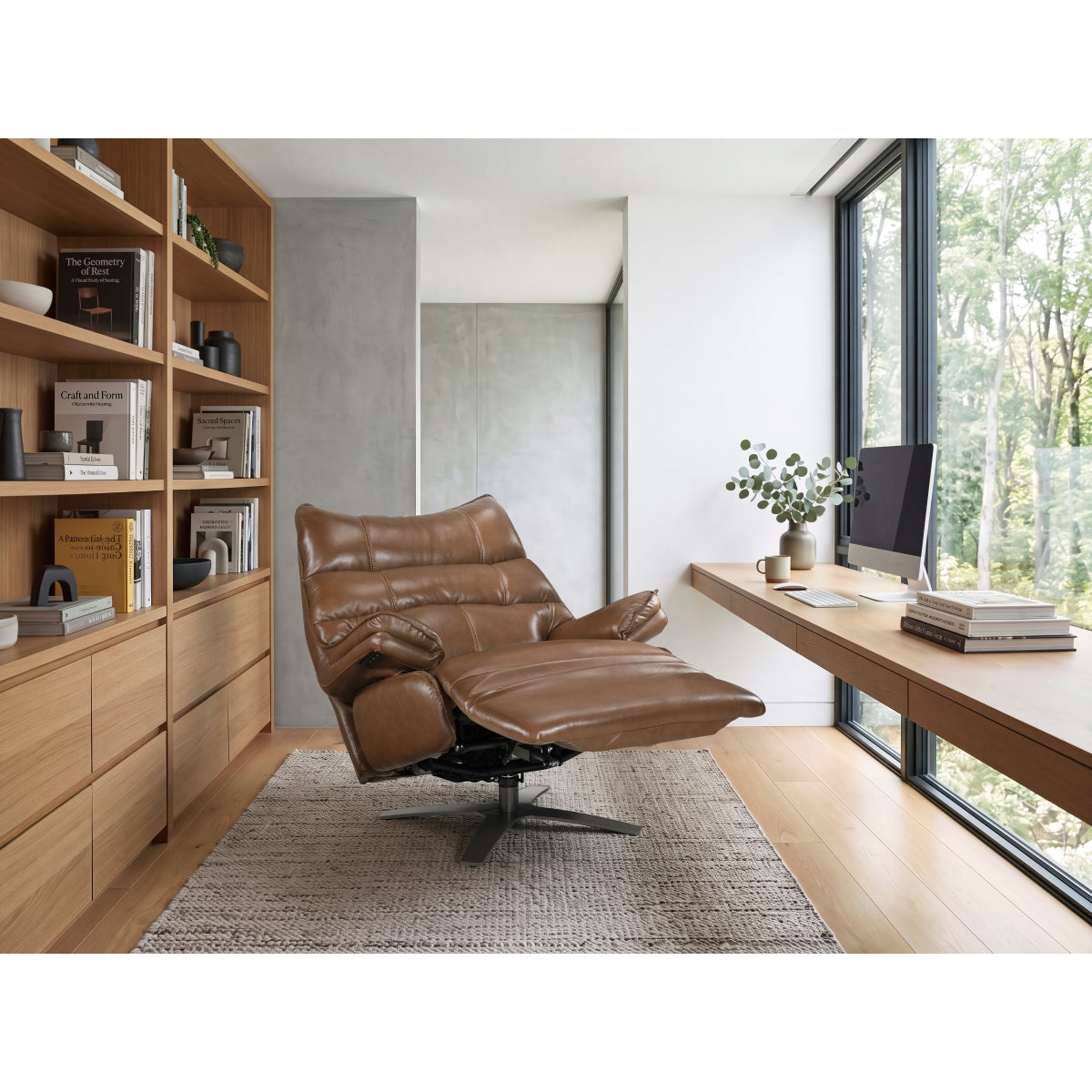 Fulcrum Power Reclining Swivel Chair with Manual Adjustable Headrest