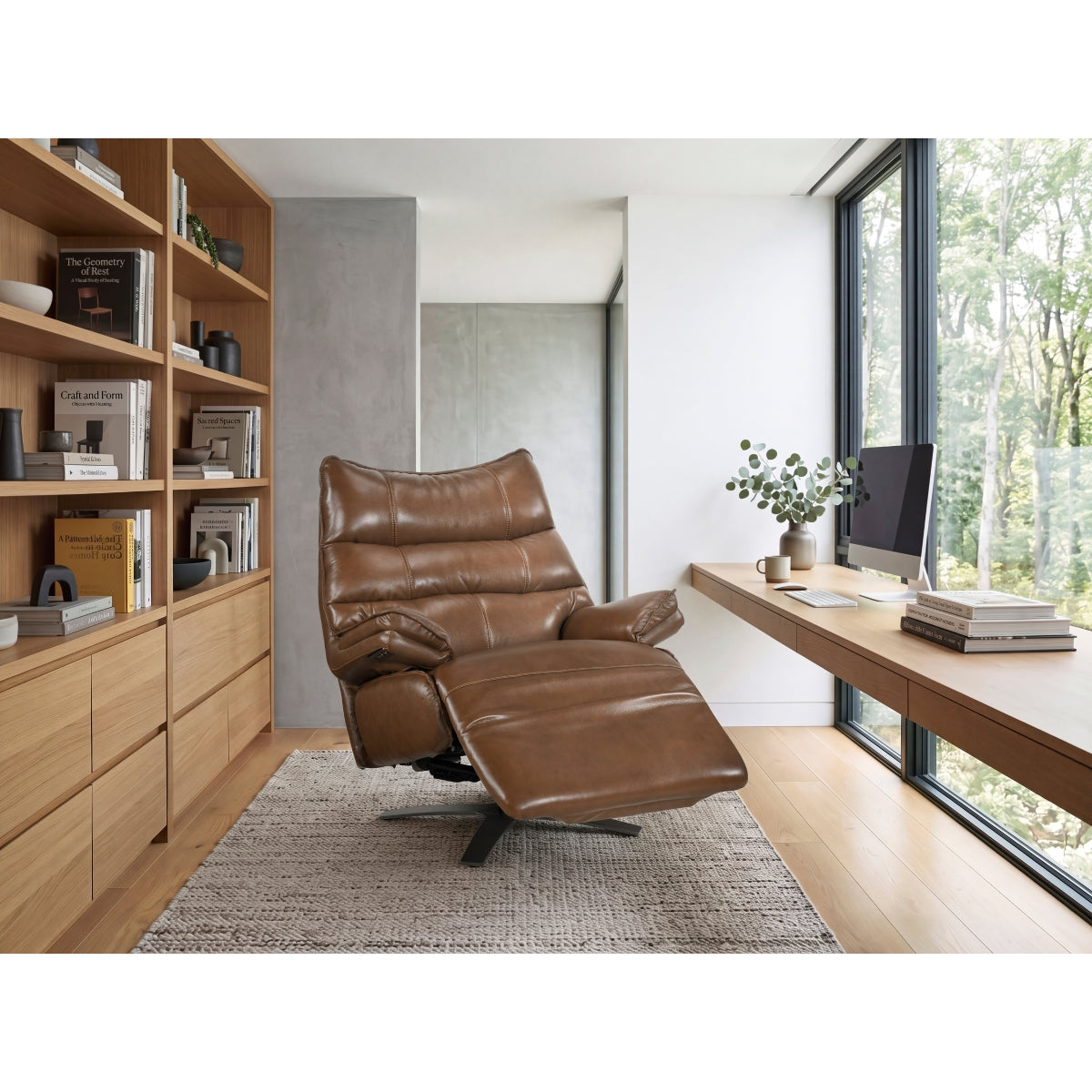 Fulcrum Power Reclining Swivel Chair with Manual Adjustable Headrest
