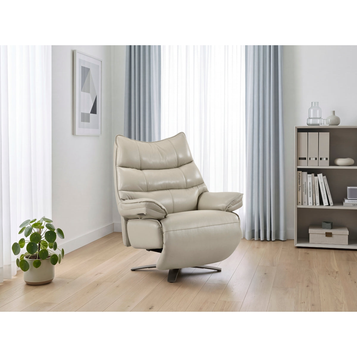 Fulcrum Power Reclining Swivel Chair with Manual Adjustable Headrest
