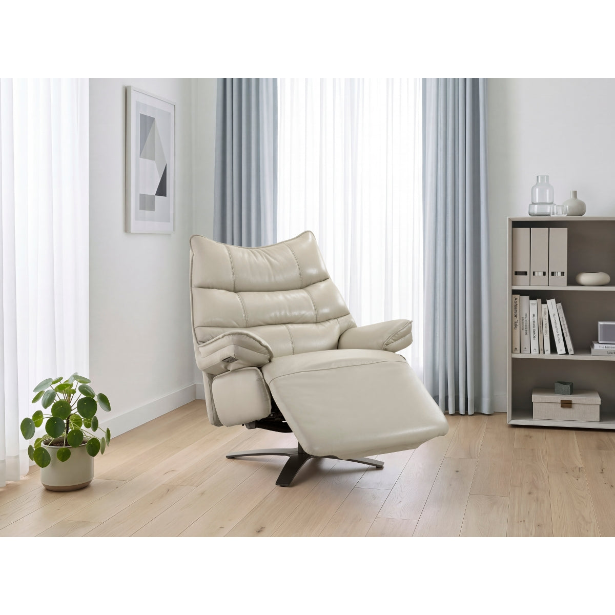Fulcrum Power Reclining Swivel Chair with Manual Adjustable Headrest
