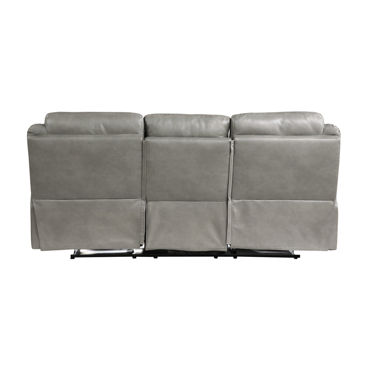 Aram Double Reclining Sofa with Center Drop-Down Cup Holders, Receptacles, Hidden Drawer and USB Ports - Gray