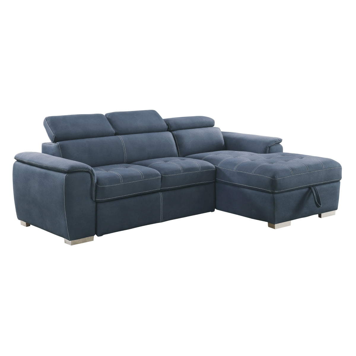 Ferriday 2-Piece Sectional with Adjustable Headrests, Pull-out Bed and Right Chaise with Hidden Storage