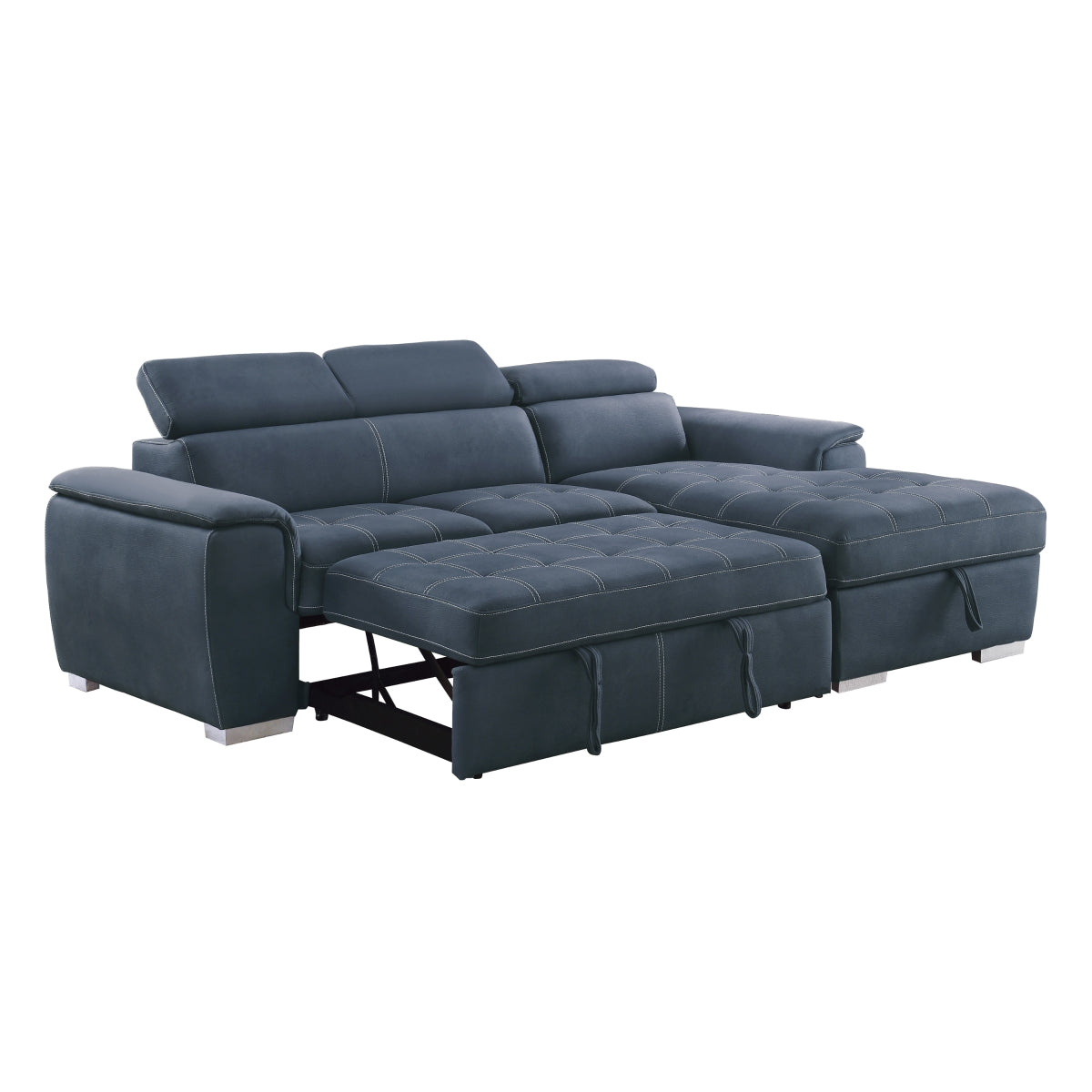 Ferriday 2-Piece Sectional with Adjustable Headrests, Pull-out Bed and Right Chaise with Hidden Storage