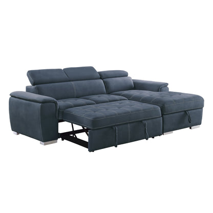 Ferriday 2-Piece Sectional with Adjustable Headrests, Pull-out Bed and Right Chaise with Hidden Storage