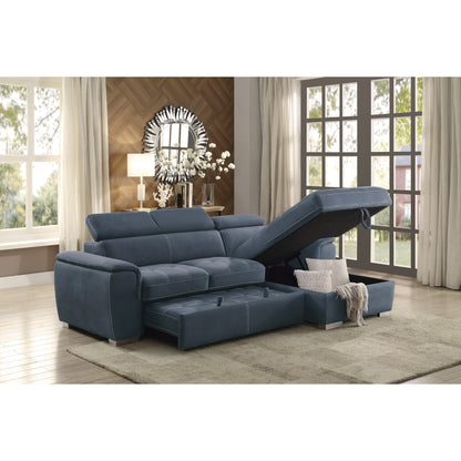 Ferriday 2-Piece Sectional with Adjustable Headrests, Pull-out Bed and Right Chaise with Hidden Storage