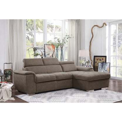 Ferriday 2-Piece Sectional with Adjustable Headrests, Pull-out Bed and Right Chaise with Hidden Storage