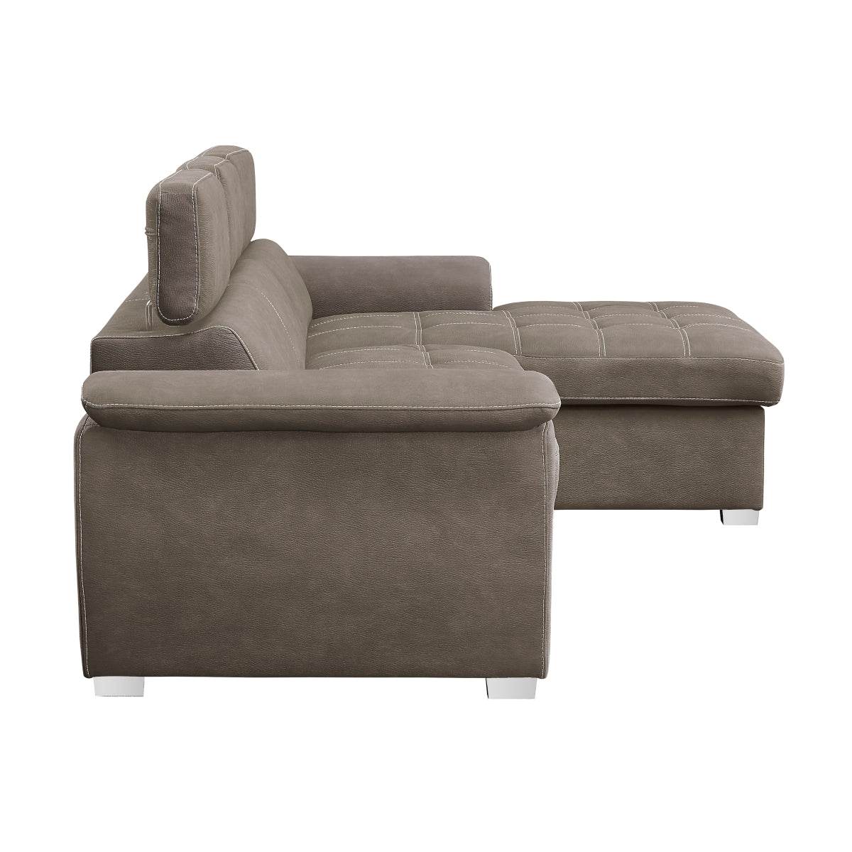Ferriday 2-Piece Sectional with Adjustable Headrests, Pull-out Bed and Right Chaise with Hidden Storage