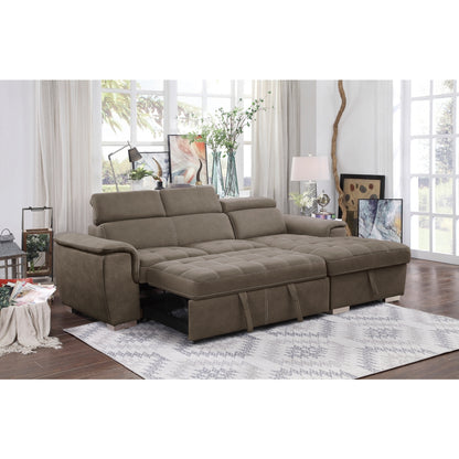 Ferriday 2-Piece Sectional with Adjustable Headrests, Pull-out Bed and Right Chaise with Hidden Storage
