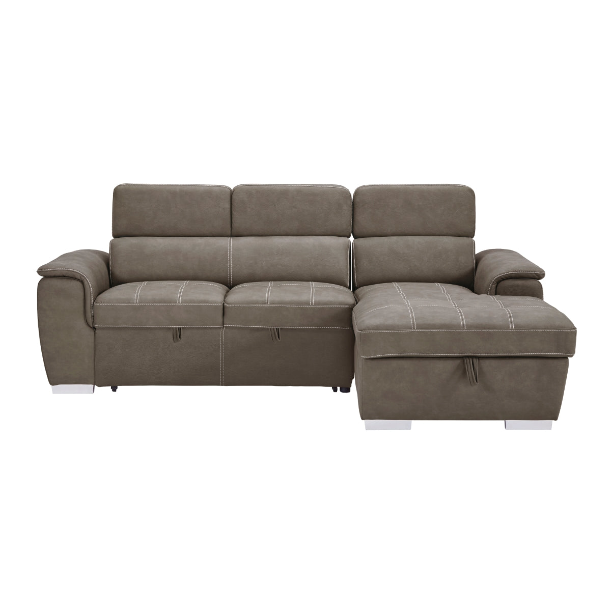 Ferriday 2-Piece Sectional with Adjustable Headrests, Pull-out Bed and Right Chaise with Hidden Storage