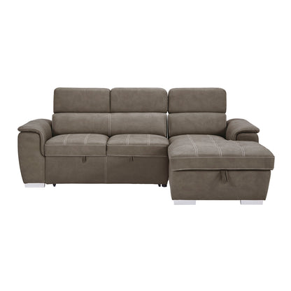 Ferriday 2-Piece Sectional with Adjustable Headrests, Pull-out Bed and Right Chaise with Hidden Storage