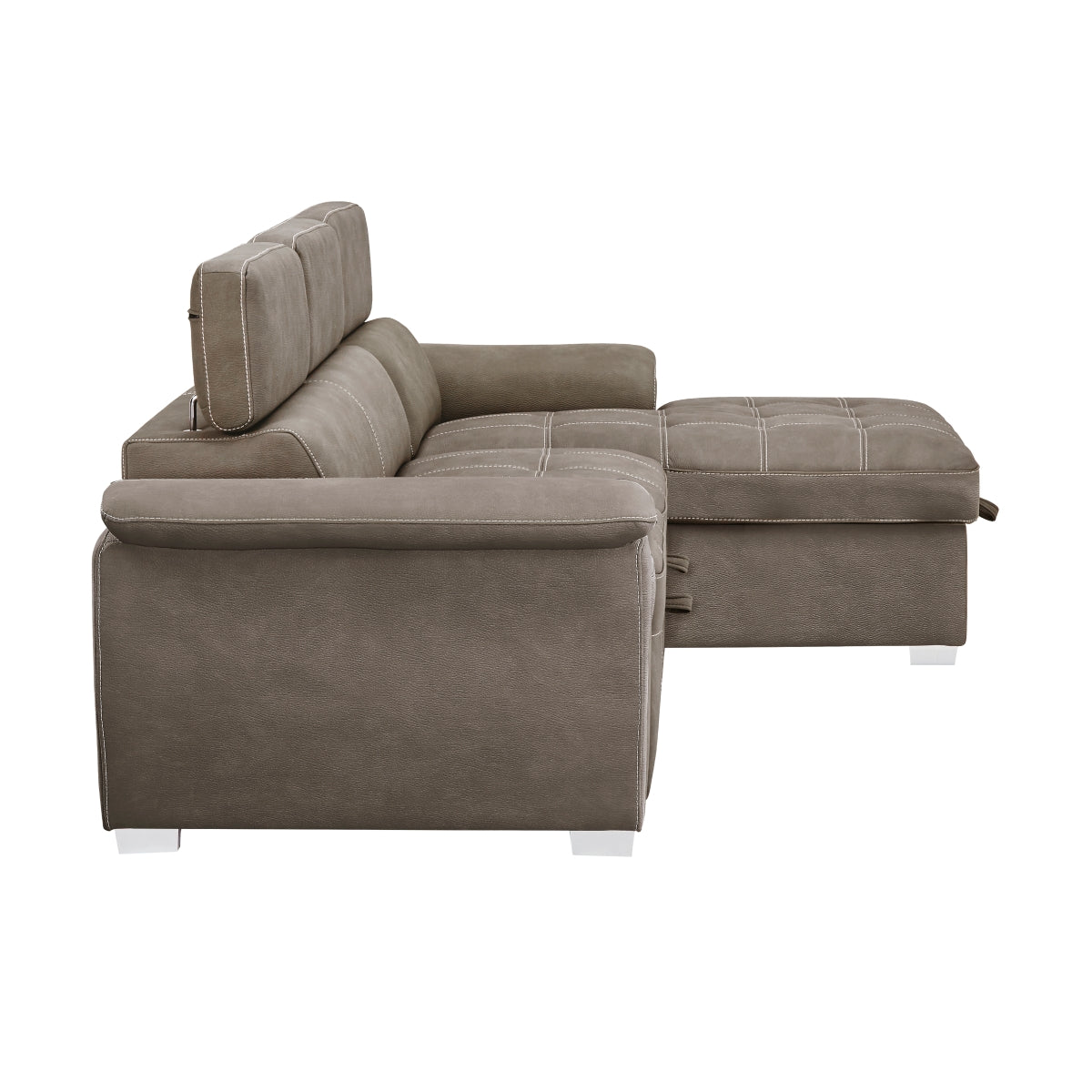Ferriday 2-Piece Sectional with Adjustable Headrests, Pull-out Bed and Right Chaise with Hidden Storage