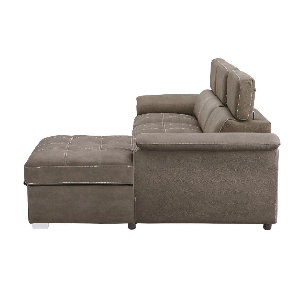 Ferriday 2-Piece Sectional with Adjustable Headrests, Pull-out Bed and Right Chaise with Hidden Storage