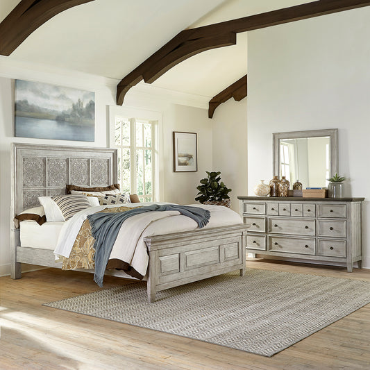 Heartland Opt Queen Panel Bed, Dresser & Mirror Bedroom Set