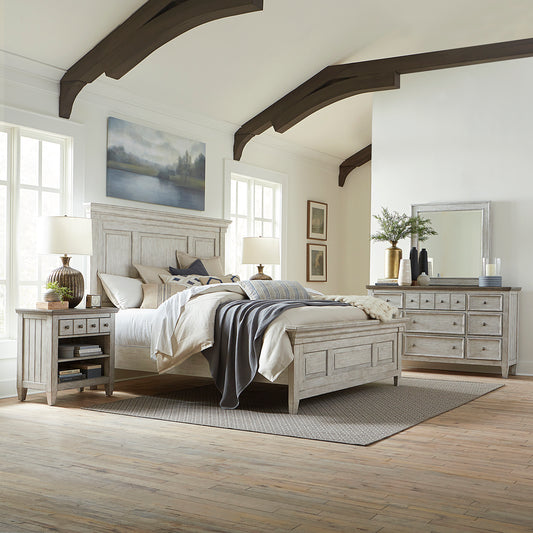 Heartland Queen Panel Bed, Dresser & Mirror, Night Stand Bedroom Set