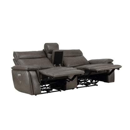 Maroni Power Double Reclining Love Seat with Center Console and Power Headrests
