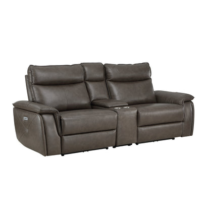 Maroni Power Double Reclining Love Seat with Center Console and Power Headrests