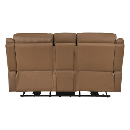Haven Power Double Reclining Love Seat with Center Console, Hidden Arms Cup Holders, Charging Ports and Wireless Charger