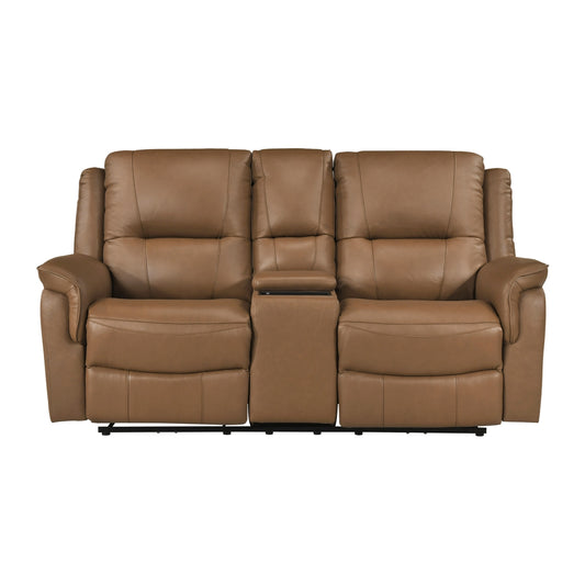 Haven Power Double Reclining Love Seat with Center Console, Hidden Arms Cup Holders, Charging Ports and Wireless Charger