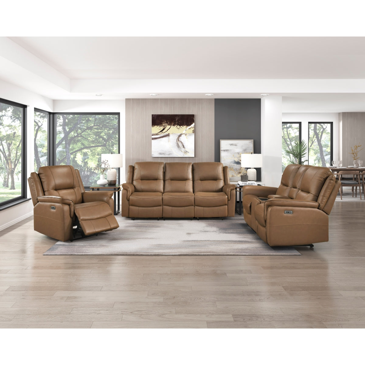 Haven Power Double Reclining Love Seat with Center Console, Hidden Arms Cup Holders, Charging Ports and Wireless Charger