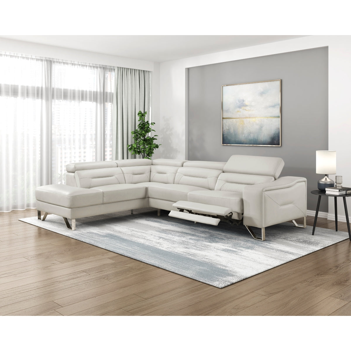 Ventura 2-Piece Sectional with Left Chaise, Adjustable Headrests and Charging ports