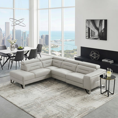 Ventura 2-Piece Sectional with Left Chaise, Adjustable Headrests and Charging ports
