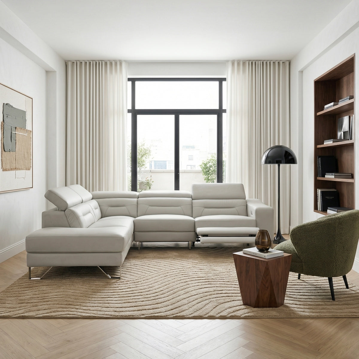 Ventura 2-Piece Sectional with Left Chaise, Adjustable Headrests and Charging ports