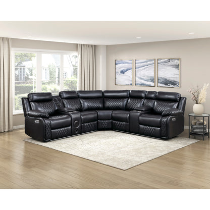 Cipher 3-Piece Power Reclining Sectional with Two Consoles, Speakers, Subwoofer, LED Lighting and Charging Port