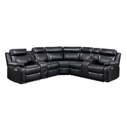 Cipher 3-Piece Power Reclining Sectional with Two Consoles, Speakers, Subwoofer, LED Lighting and Charging Port