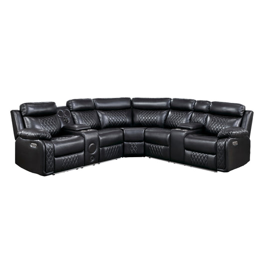 Cipher 3-Piece Power Reclining Sectional with Two Consoles, Speakers, Subwoofer, LED Lighting and Charging Port