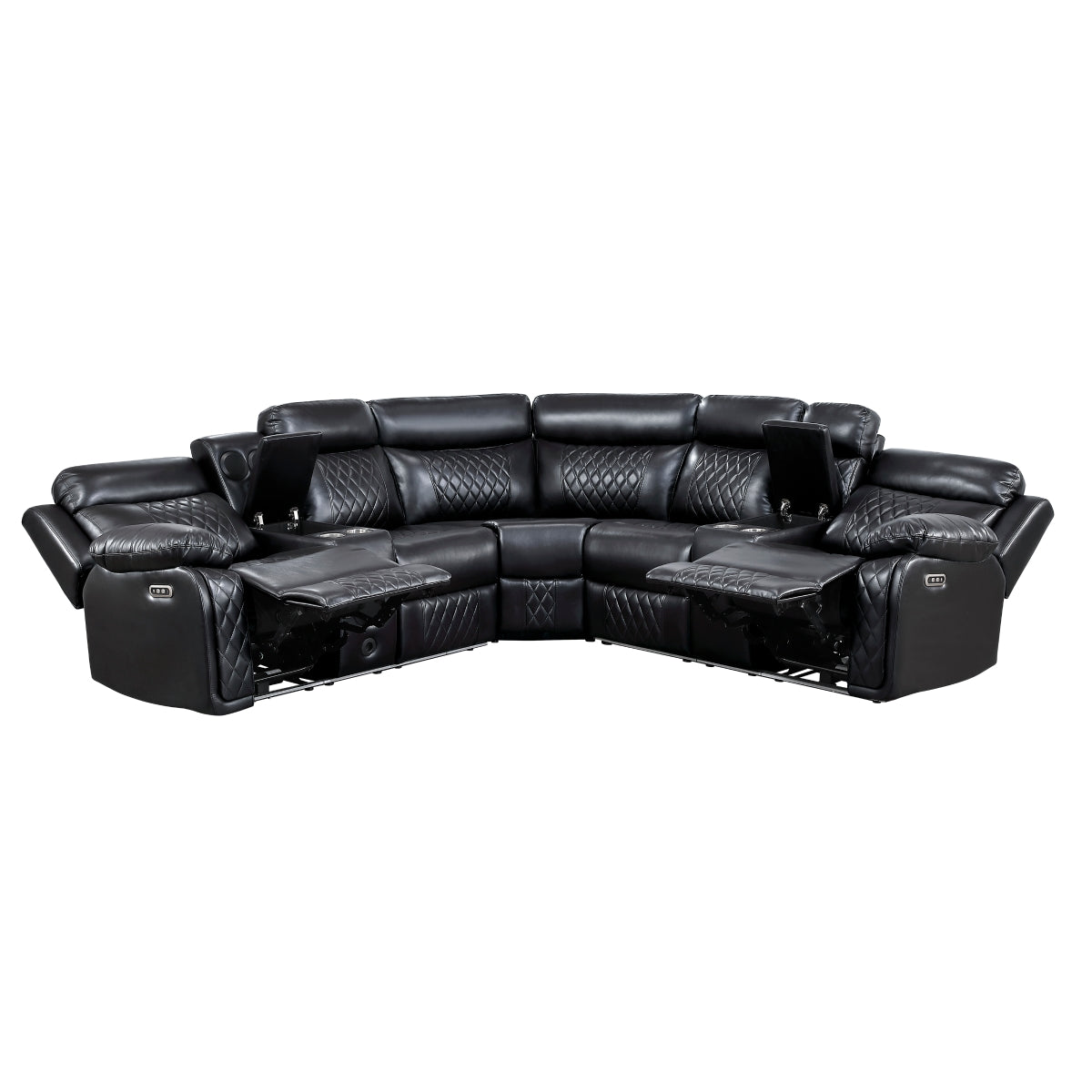 Cipher 3-Piece Power Reclining Sectional with Two Consoles, Speakers, Subwoofer, LED Lighting and Charging Port
