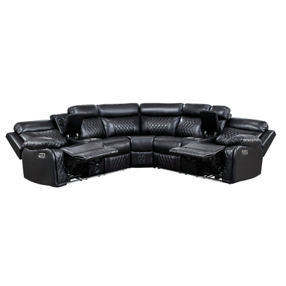 Cipher 3-Piece Power Reclining Sectional with Two Consoles, Speakers, Subwoofer, LED Lighting and Charging Port