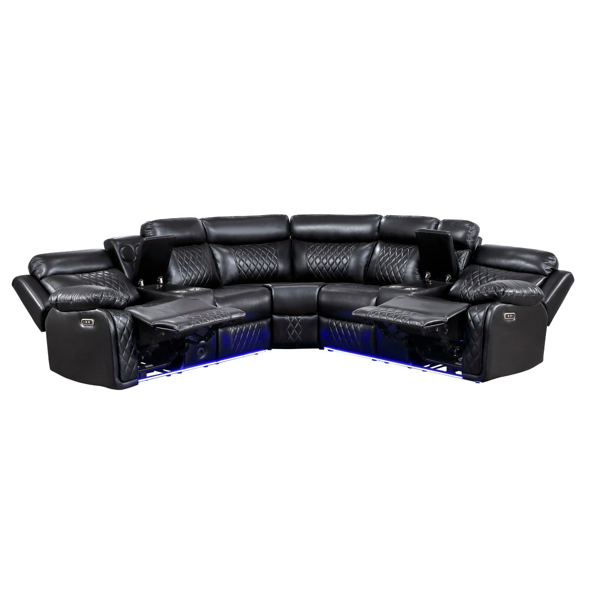 Cipher 3-Piece Power Reclining Sectional with Two Consoles, Speakers, Subwoofer, LED Lighting and Charging Port