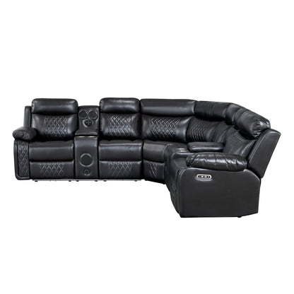 Cipher 3-Piece Power Reclining Sectional with Two Consoles, Speakers, Subwoofer, LED Lighting and Charging Port