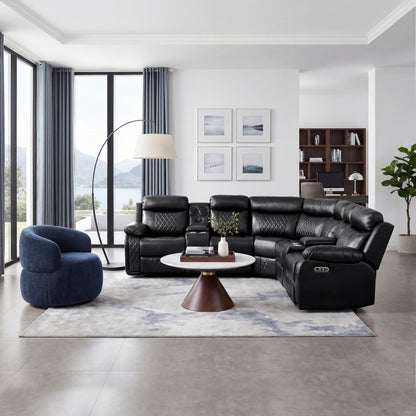 Cipher 3-Piece Power Reclining Sectional with Two Consoles, Speakers, Subwoofer, LED Lighting and Charging Port