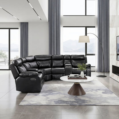 Cipher 3-Piece Power Reclining Sectional with Two Consoles, Speakers, Subwoofer, LED Lighting and Charging Port