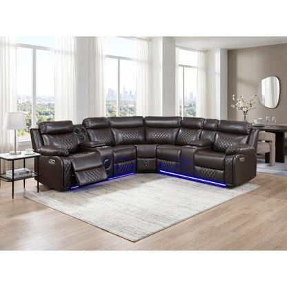 Cipher 3-Piece Power Reclining Sectional with Two Consoles, Speakers, Subwoofer, LED Lighting and Charging Port