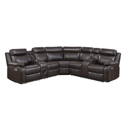 Cipher 3-Piece Power Reclining Sectional with Two Consoles, Speakers, Subwoofer, LED Lighting and Charging Port