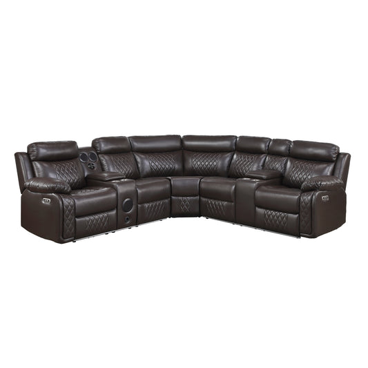 Cipher 3-Piece Power Reclining Sectional with Two Consoles, Speakers, Subwoofer, LED Lighting and Charging Port