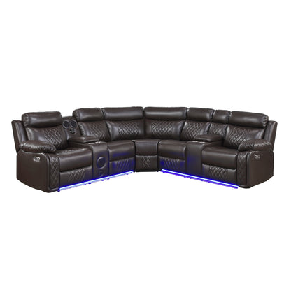 Cipher 3-Piece Power Reclining Sectional with Two Consoles, Speakers, Subwoofer, LED Lighting and Charging Port