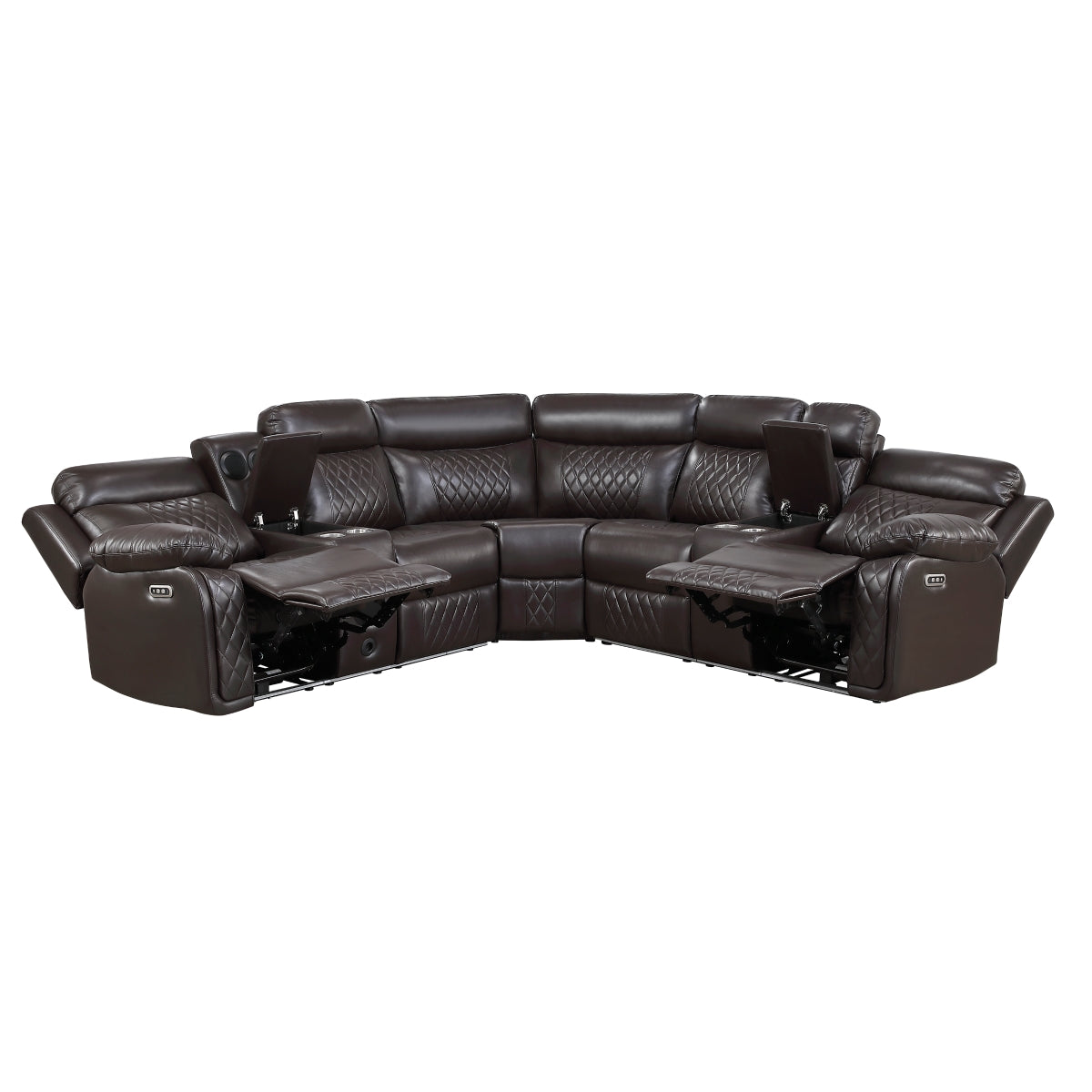 Cipher 3-Piece Power Reclining Sectional with Two Consoles, Speakers, Subwoofer, LED Lighting and Charging Port