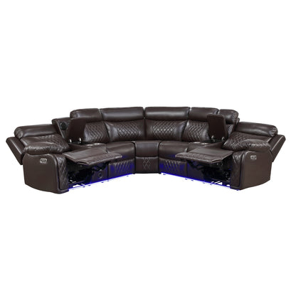 Cipher 3-Piece Power Reclining Sectional with Two Consoles, Speakers, Subwoofer, LED Lighting and Charging Port