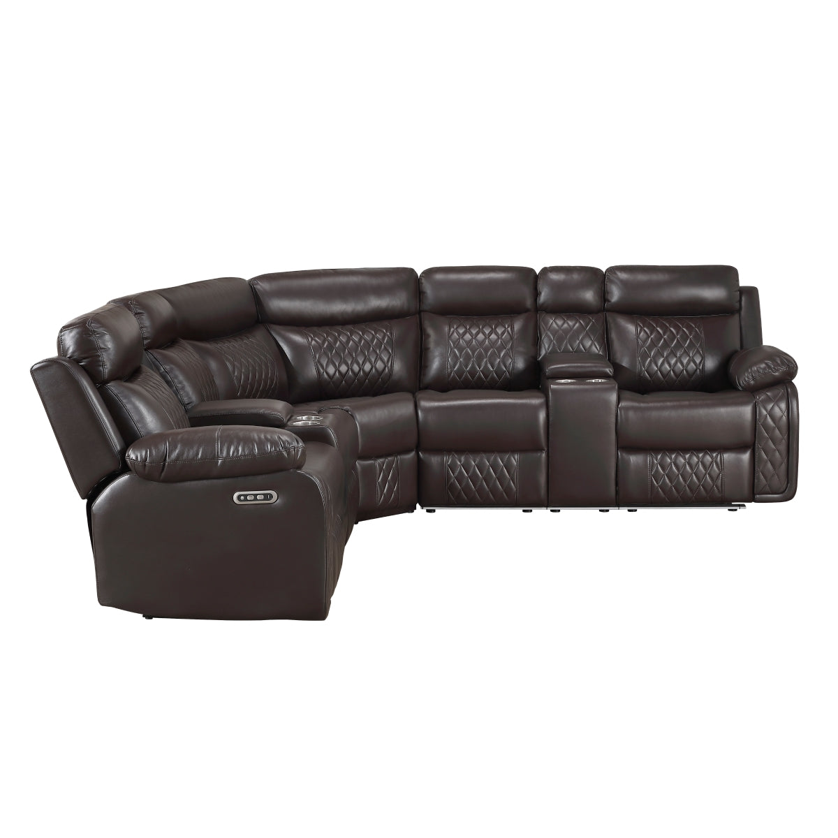 Cipher 3-Piece Power Reclining Sectional with Two Consoles, Speakers, Subwoofer, LED Lighting and Charging Port