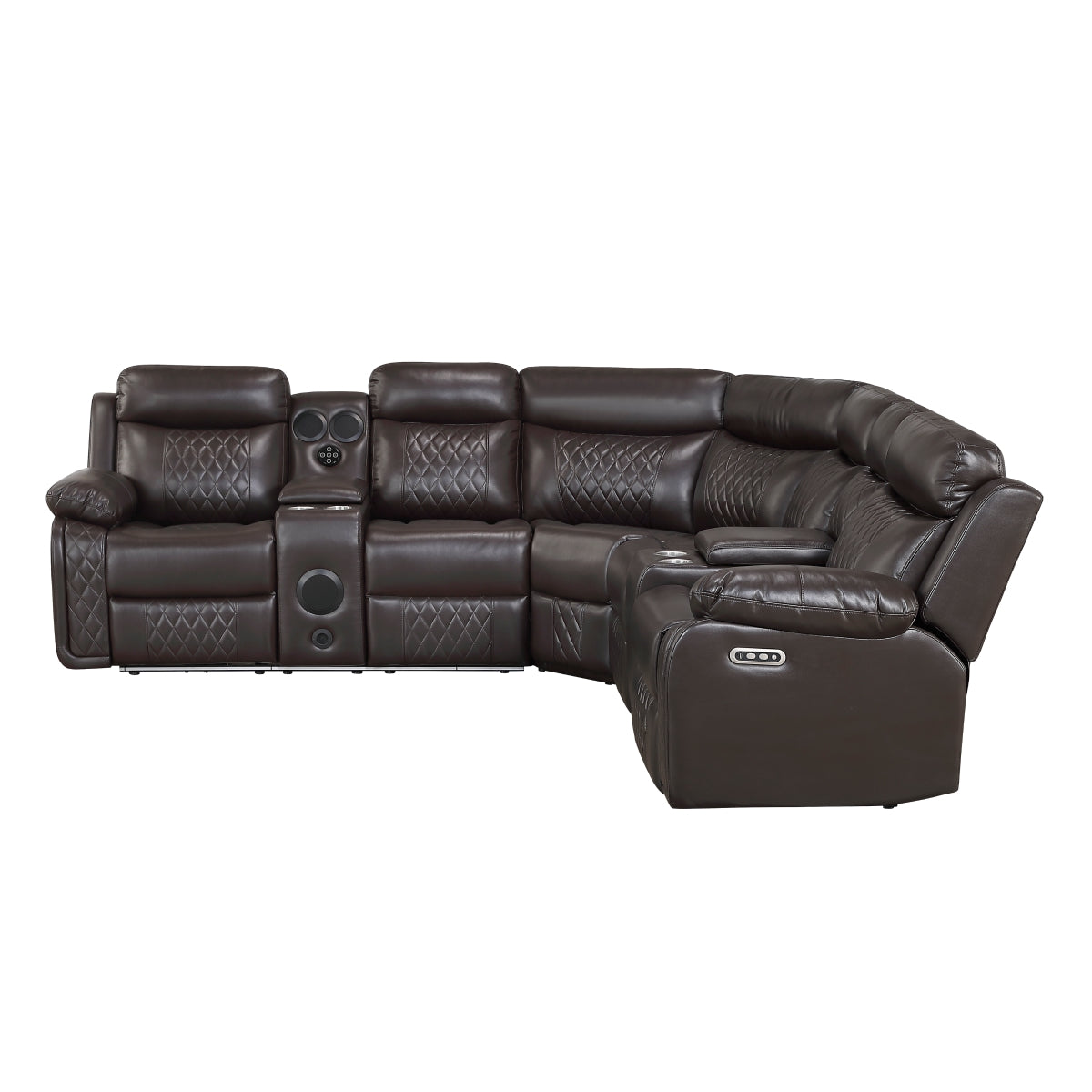 Cipher 3-Piece Power Reclining Sectional with Two Consoles, Speakers, Subwoofer, LED Lighting and Charging Port